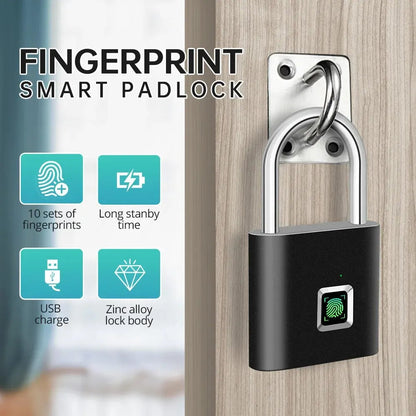Electronic Fingerprint Lock Waterproof Smart Padlock Keyless Security