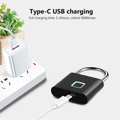 Electronic Fingerprint Lock Waterproof Smart Padlock Keyless Security