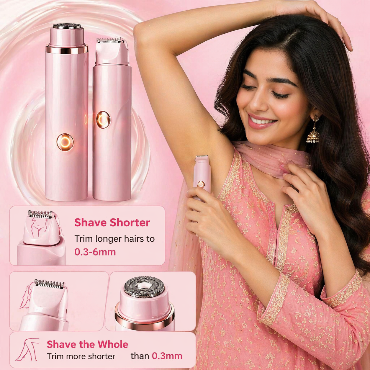 Body Hair Removal Pink Portable Shaver