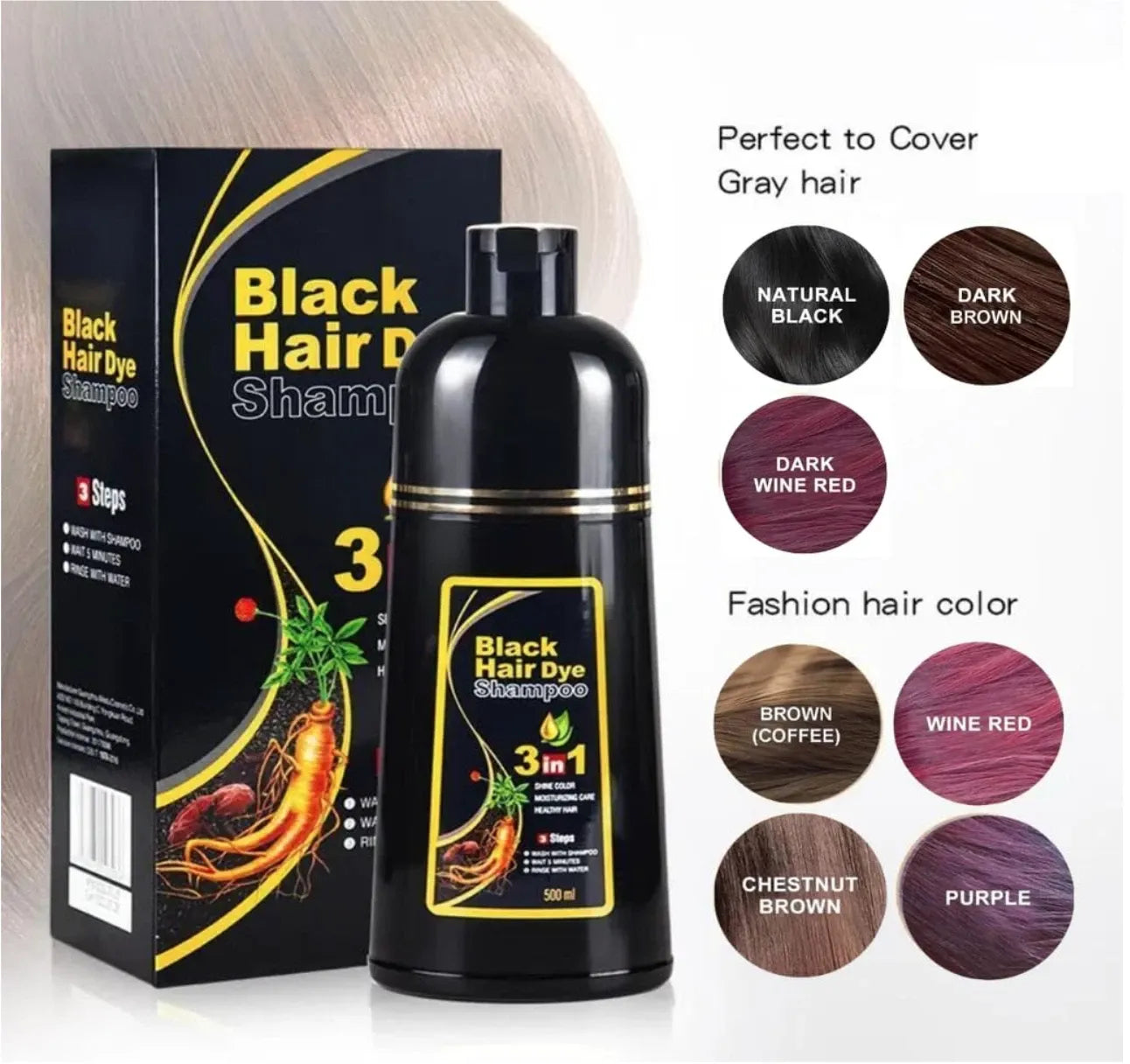 Instant Black Hair-Dye Shampoo